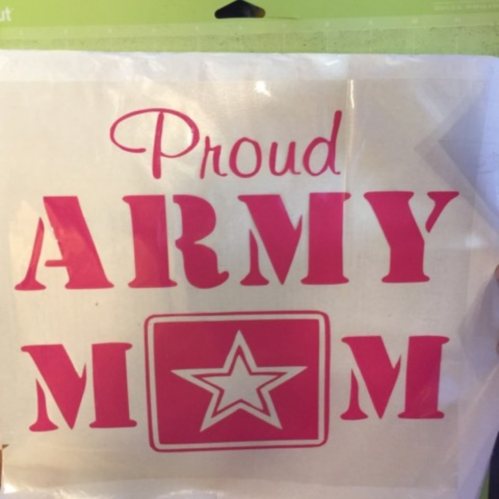 PROUD ARMY MOM IRON ON DECAL 10X10 INCHES HOT PINK